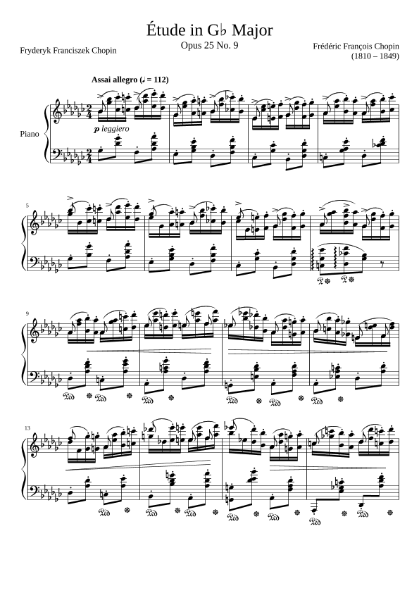 Etude Opus 25 No. 9 in Gb Major (arr. Zachary Corbett)