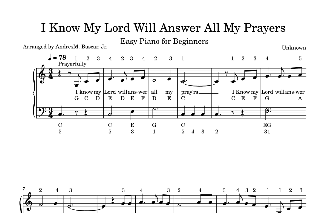 I Know My Lord Will Answer All My Prayers (arr. Andres M. Bascar, Jr.)