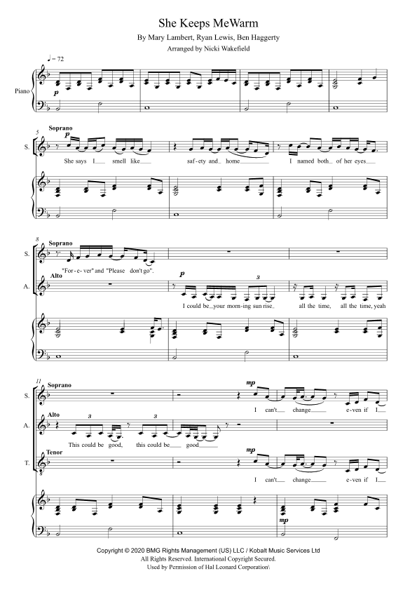 She Keeps Me Warm (arr. arranged for the Pink Singers by Nikki Wakefield)