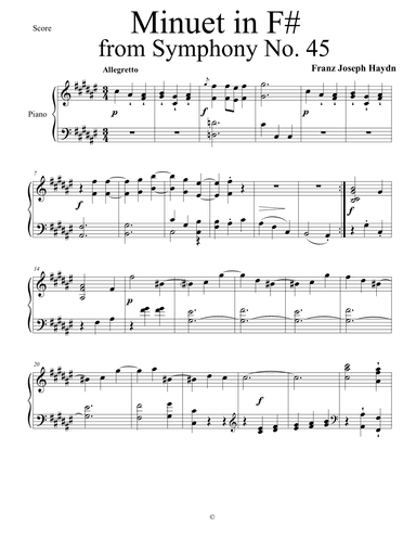 Haydn: Minuet from Symphony No. 45 in F-sharp minor "Farewell" (arr. Nivs)