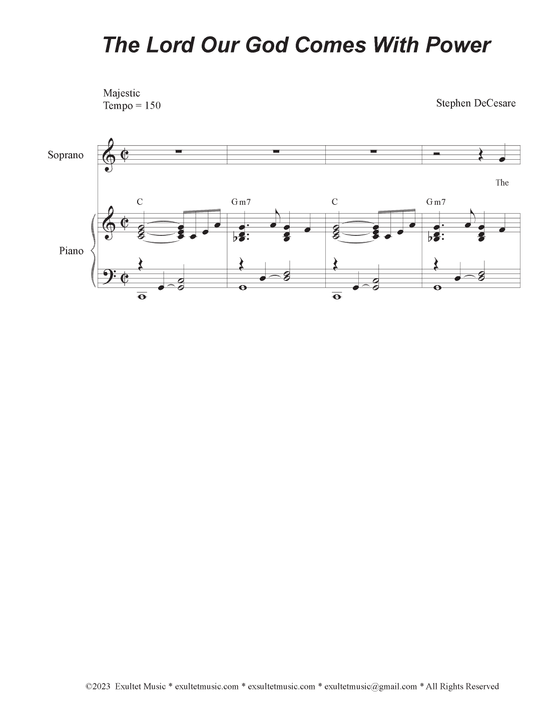 The Lord Our God Comes With Power (Vocal Quartet - (SATB)