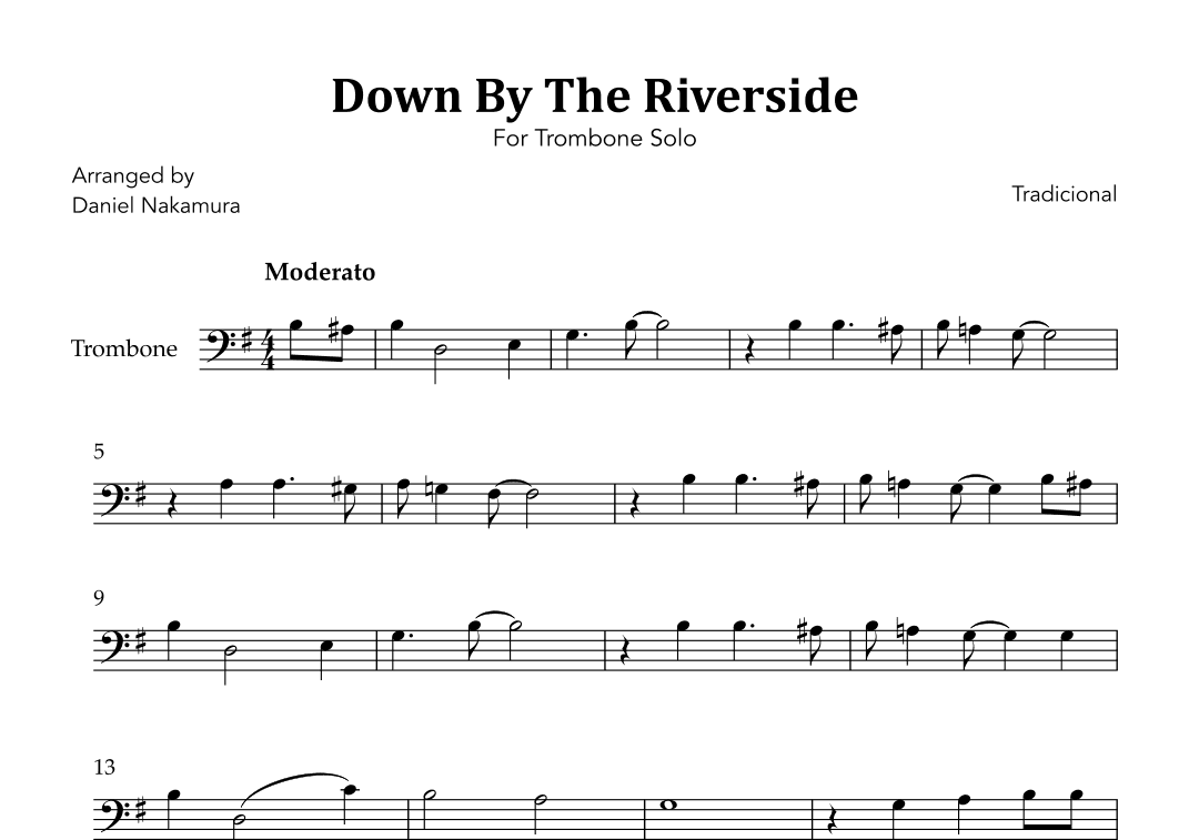 Down By The Riverside (For Trombone Solo) (arr. Daniel Nakamura)