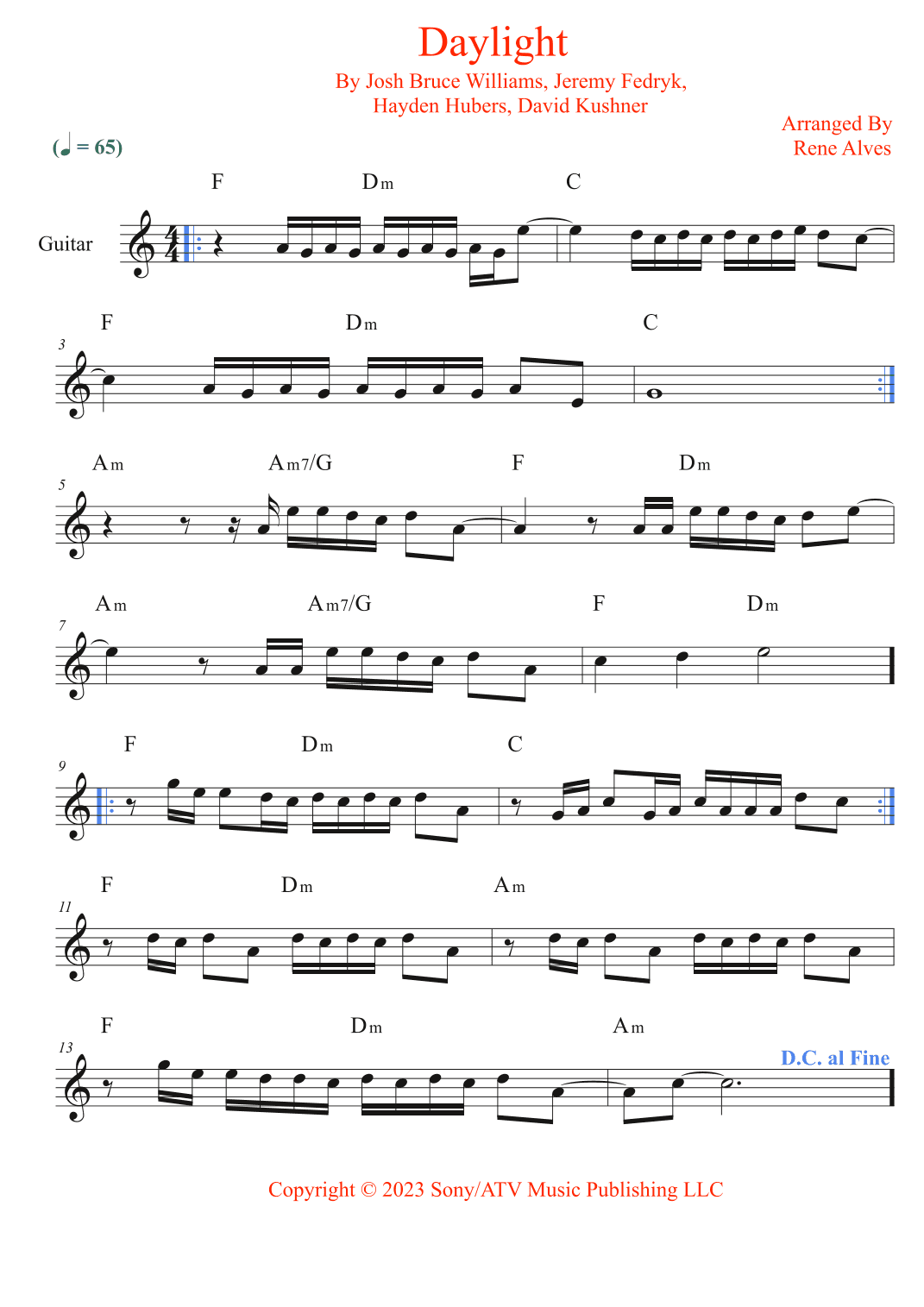 Daylight (arr. Rene Alves)