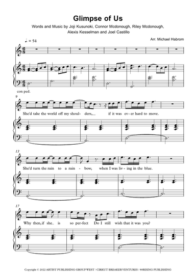 Glimpse Of Us (arr. Michael Habrom)