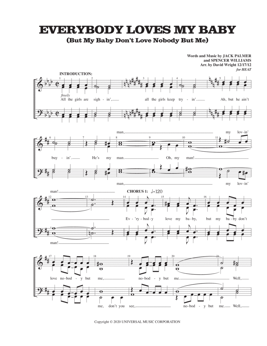 Everybody Loves My Baby (but My Baby Don't Love Nobody But Me) (arr. David Wright)
