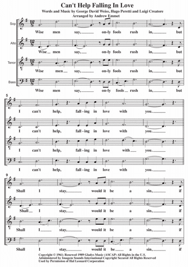 Can't Help Falling In Love (arr. Andrew Emmet)