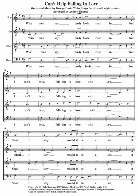 Can't Help Falling In Love (arr. Andrew Emmet)