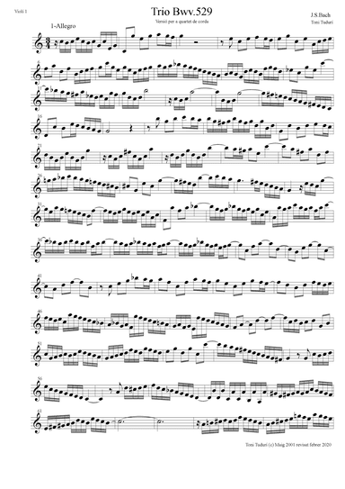 Trio sonata BWV529 in C Major for string quartet or woodwind quartet formations. (arr. Toni Tudurí)
