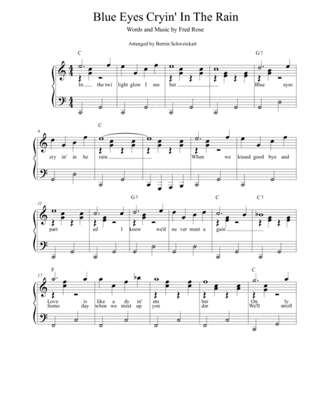 Blue Eyes Crying In The Rain (arr. Bernie Schweickart)