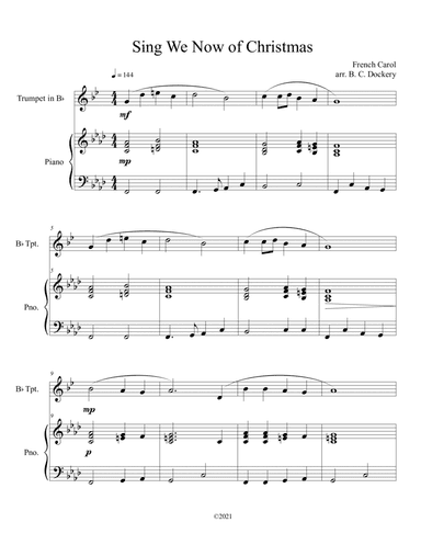 Sing We Now of Christmas (Trumpet Solo with Piano Accompaniment) (arr. B. C. Dockery)