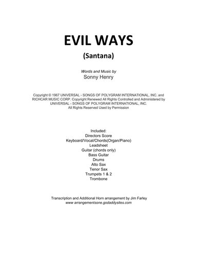 Evil Ways (arr. Jim Farley)