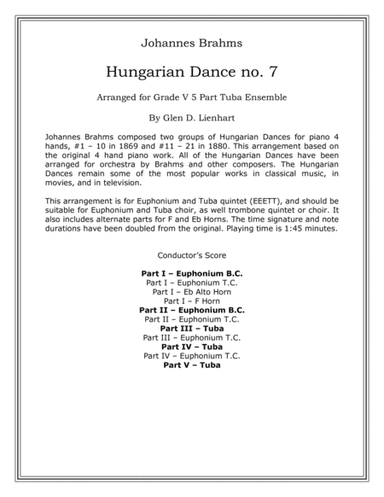 Hungarian Dance no. 7 (arr. Glen D. Lienhart)