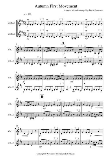 Autumn "Four Seasons" for Violin Duet (arr. David Burndrett)