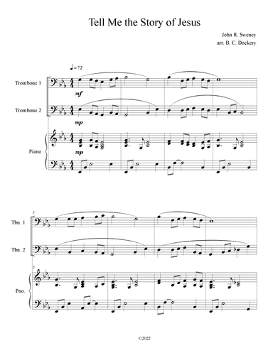 Tell Me the Story of Jesus (Trombone Duet with Piano Accompaniment) (arr. B. C. Dockery)
