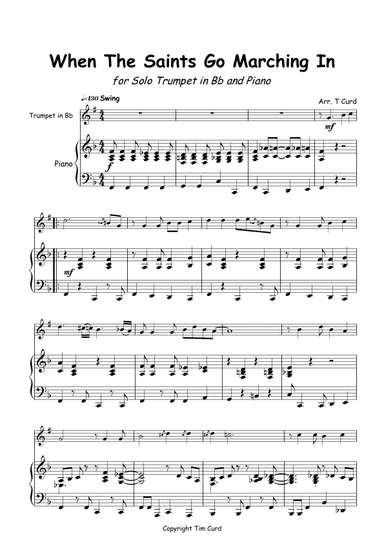 When The Saints Go Marching In for Solo Trumpet in Bb and Piano (arr. Tim Curd)