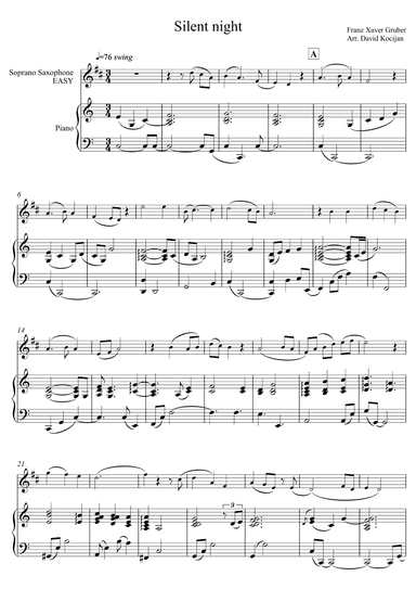 Silent night EASY (soprano sax & piano) (arr. David Kocijan)