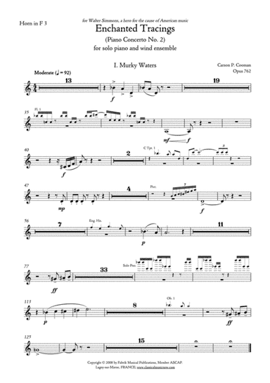 Carson Cooman Enchanted Tracings (Piano Concerto No. 2) (2008) for solo piano and wind ensemble, hor