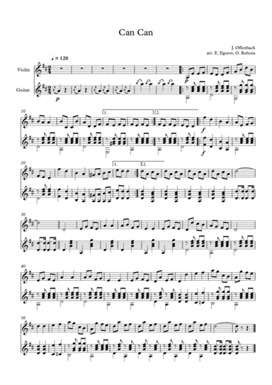 Can Can, Jacques Offenbach, For Violin & Guitar