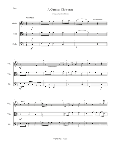 A German Christmas for String Trio (arr. Reno Fusani)