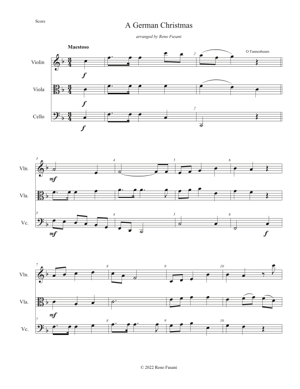 A German Christmas for String Trio (arr. Reno Fusani)