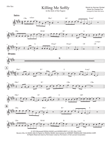 Killing Me Softly With His Song (arr. Mark McCarron)
