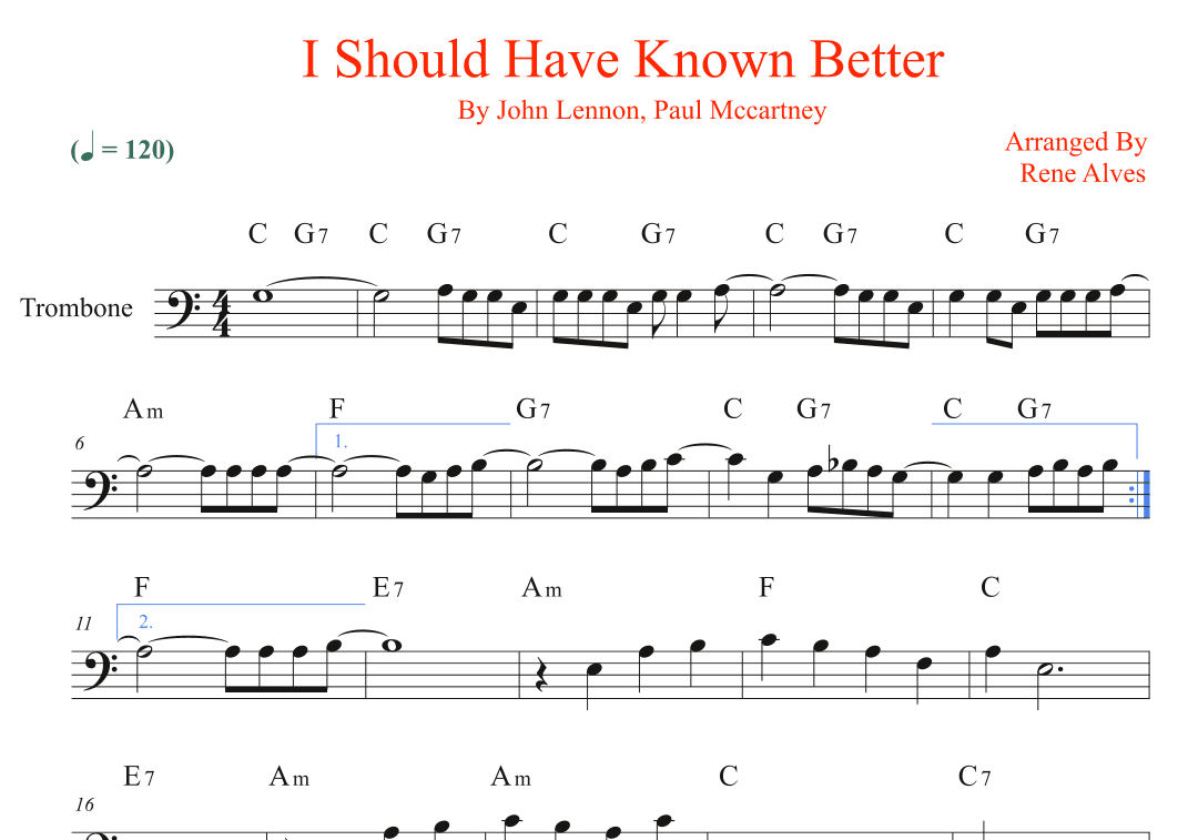 I Should Have Known Better (arr. Rene Alves)