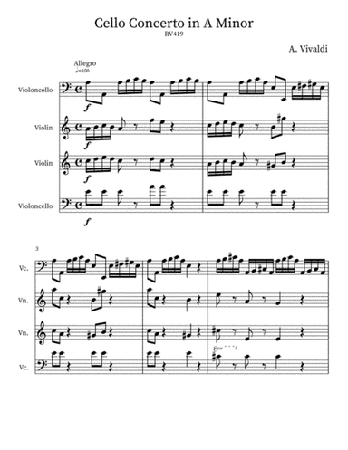 Vivaldi Cello Concerto in A Minor RV419 (arr. Tom Christie)