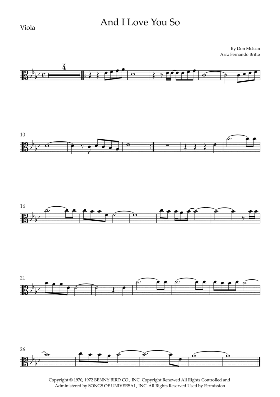 And I Love You So (arr. Fernando Britto)
