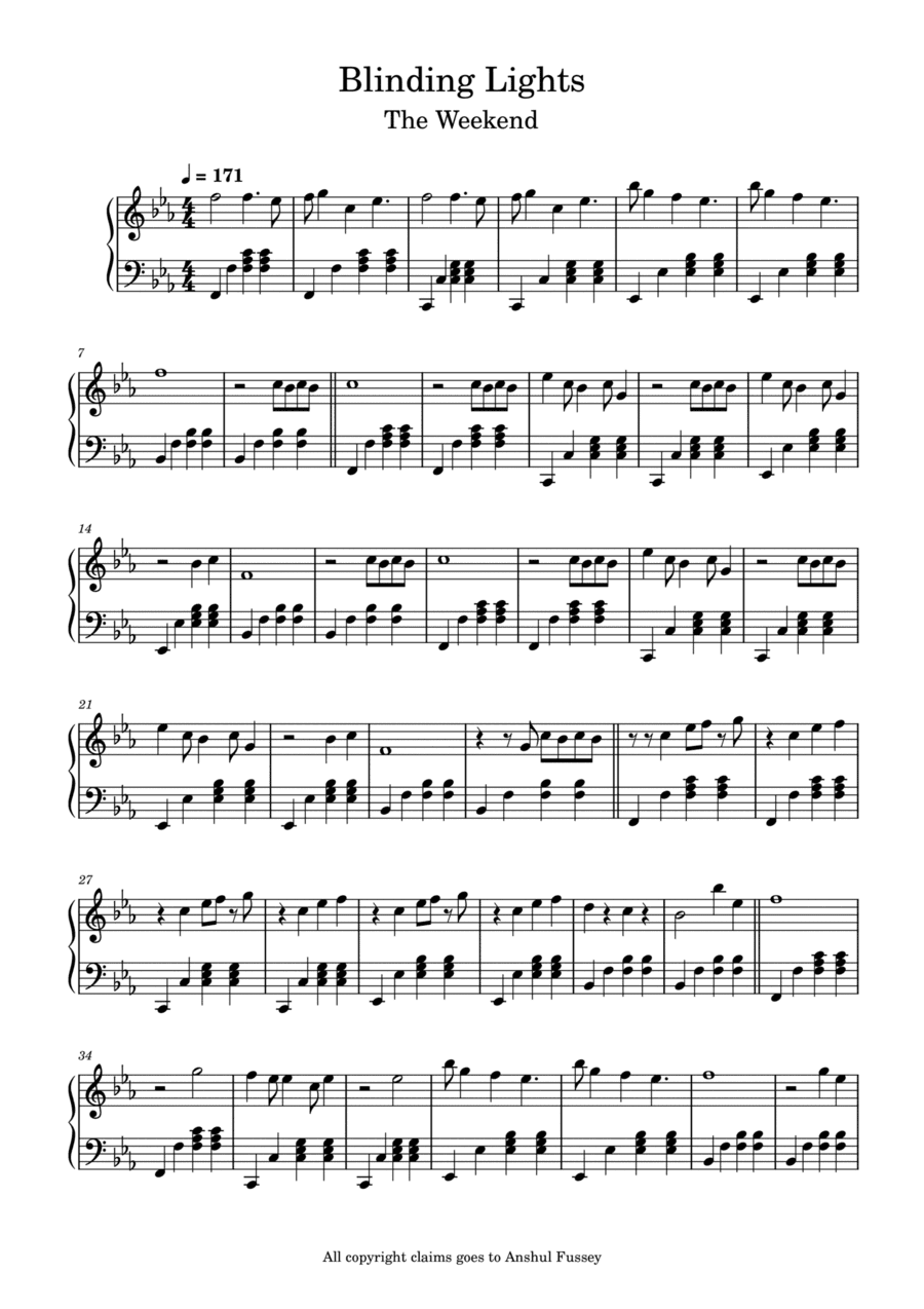 Blinding Lights - Beginner / Intermediate (arr. Sunil Fussey)