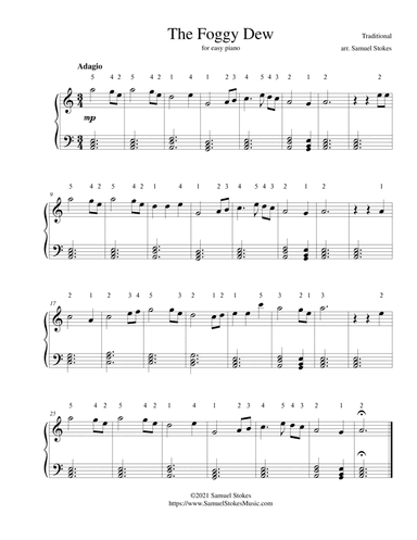 The Foggy Dew - for easy piano (arr. Samuel Stokes)