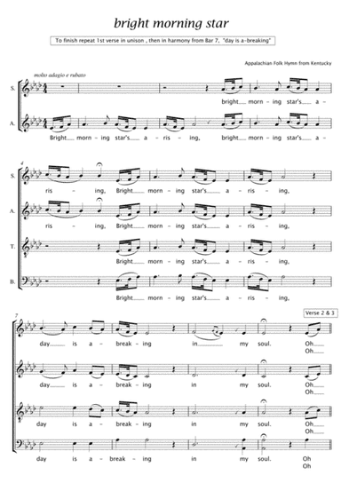 Bright Morning Star - SATB (arr. Colin Douglas)