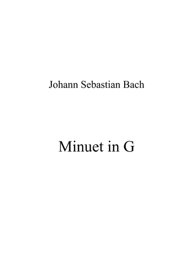 Minuet in G (arr. Patrizia Luraschi)