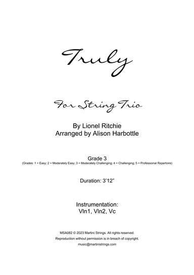 Truly (arr. Alison Harbottle)