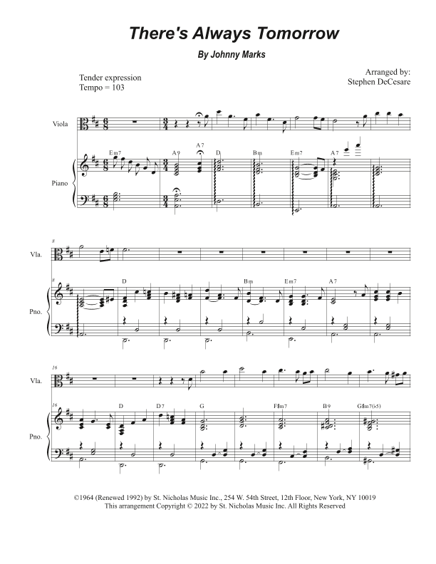There's Always Tomorrow (arr. Stephen DeCesare)
