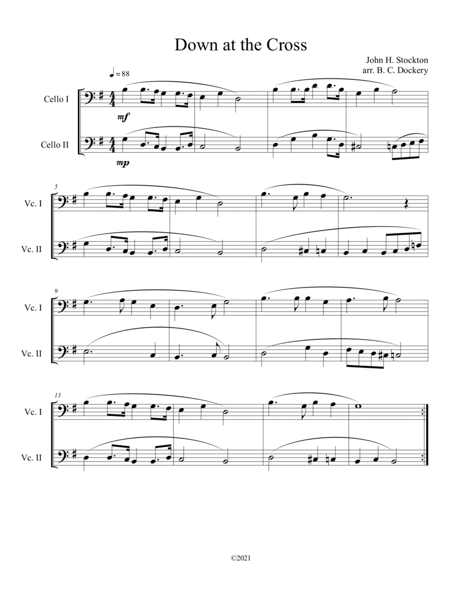 Down at the Cross (cello duet) (arr. B. C. Dockery)