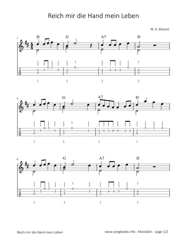 Reich mir die Hand mein Leben - W. A. Mozart (arr. songbooks.info)
