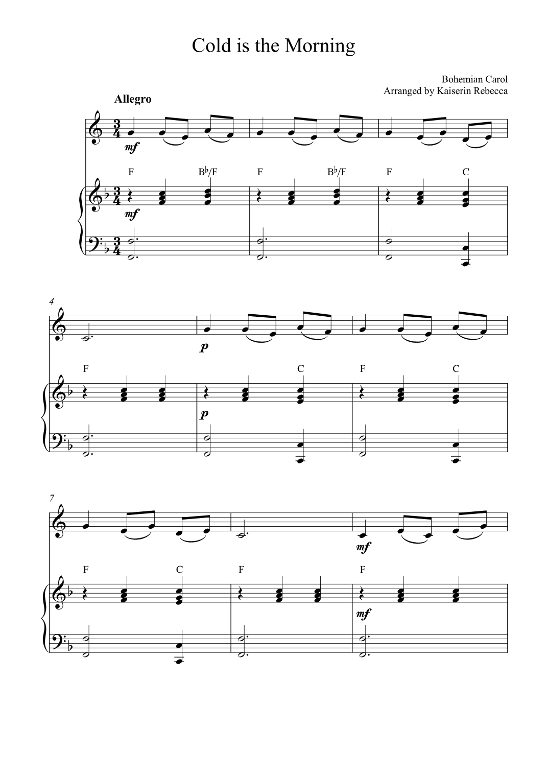 Cold is the Morning (arr. Kaiserin Rebecca)