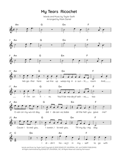 My Tears Ricochet (arr. Mark Daniel)