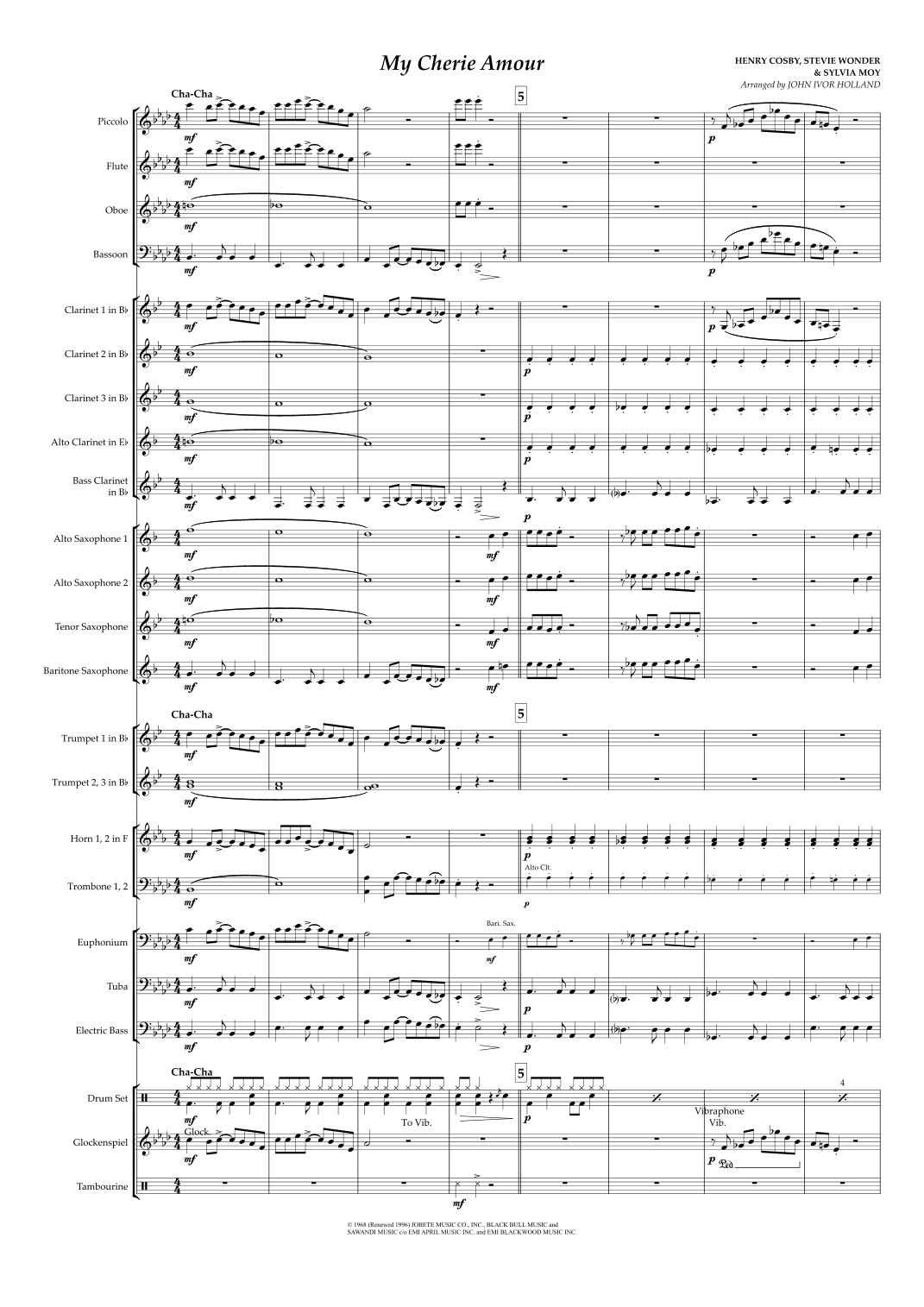 My Cherie Amour (arr. John Ivor Holland)