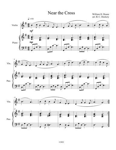 Near the Cross (violin solo) with optional piano accompaniment (arr. B. C. Dockery)