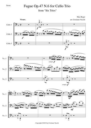 Fugue Op.47 N.6 for Cello Trio (arr. Cristiano Vecchi)