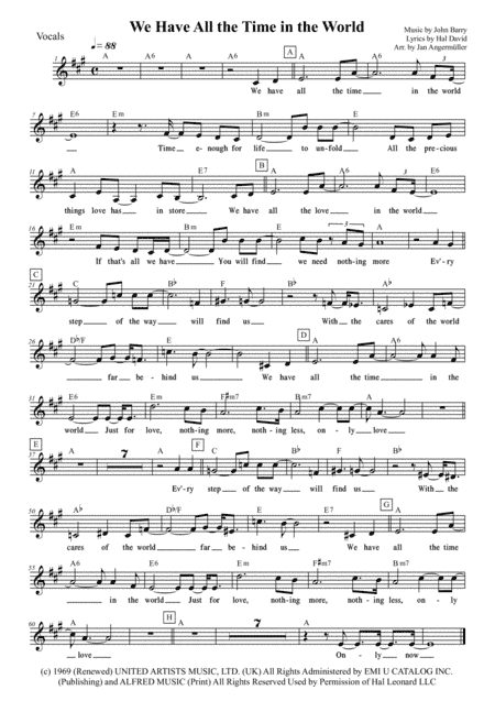 We Have All The Time In The World (arr. Jan Angermüller)