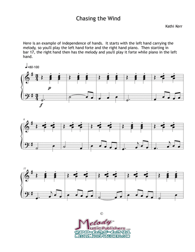 Piano solo late beginner - Chasing the Wind