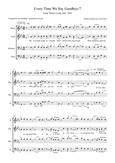 Every Time We Say Goodbye (arr. Jay Dearling)