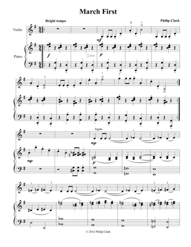 March First and The Ash Grove, Two pieces for beginning violin with piano accompaniment.