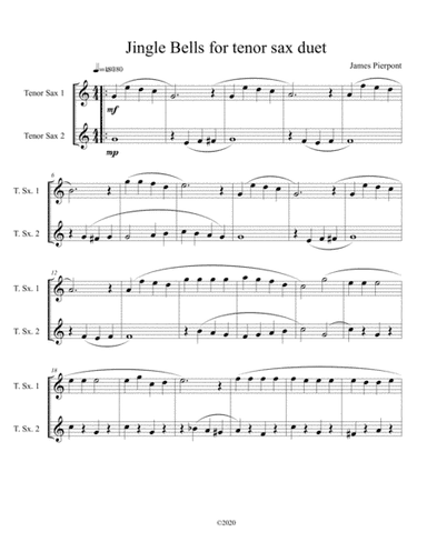 Jingle Bells for tenor sax duet (arr. B C Dockery)