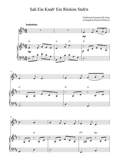 Sah Ein Knab' Ein Röslein Steh'n (arr. Kaiserin Rebecca)