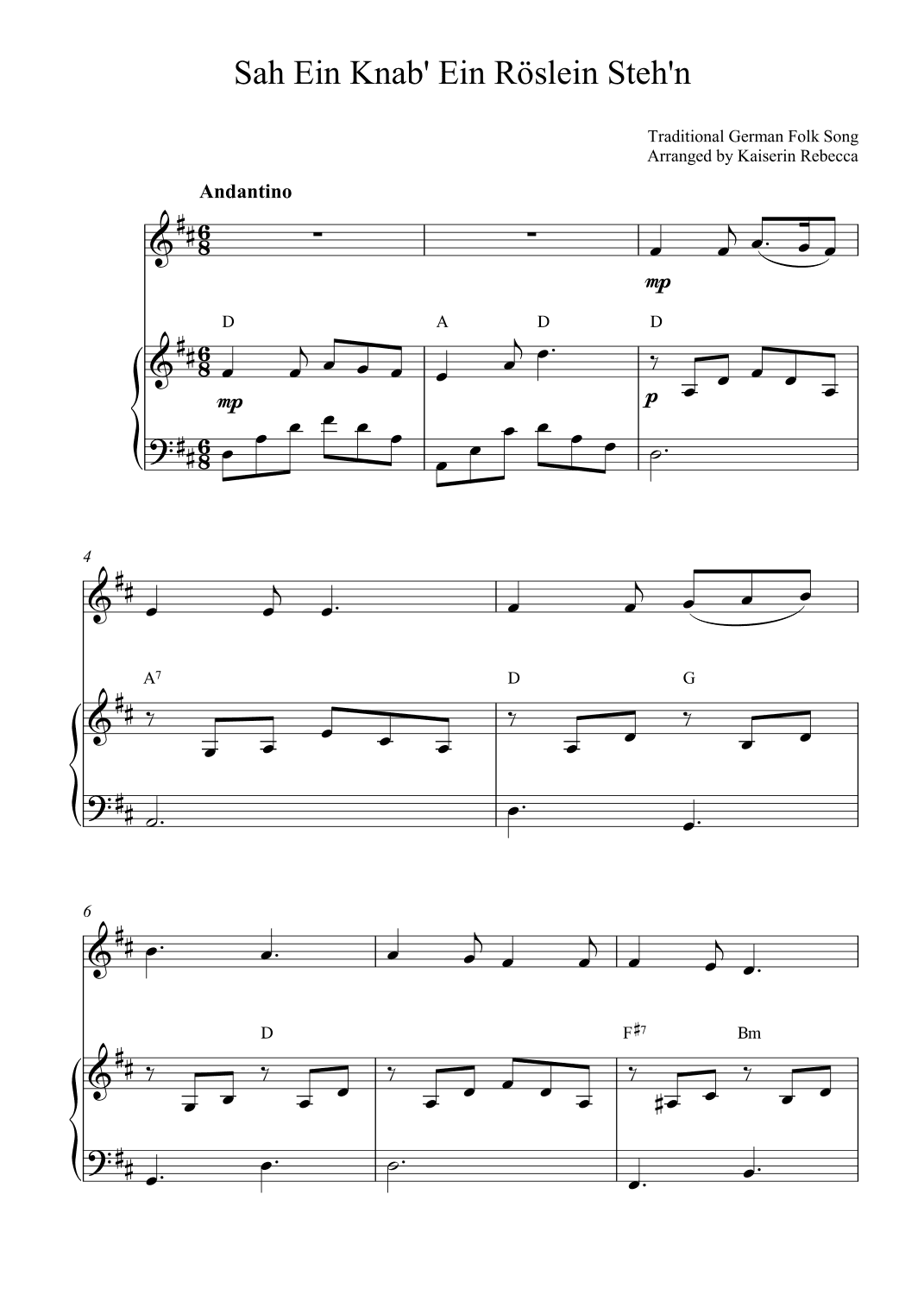 Sah Ein Knab' Ein Röslein Steh'n (arr. Kaiserin Rebecca)