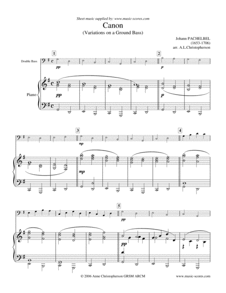 Pachelbel's Canon - Double Bass and Piano (arr. Anne L Christopherson GRSM ARCM)