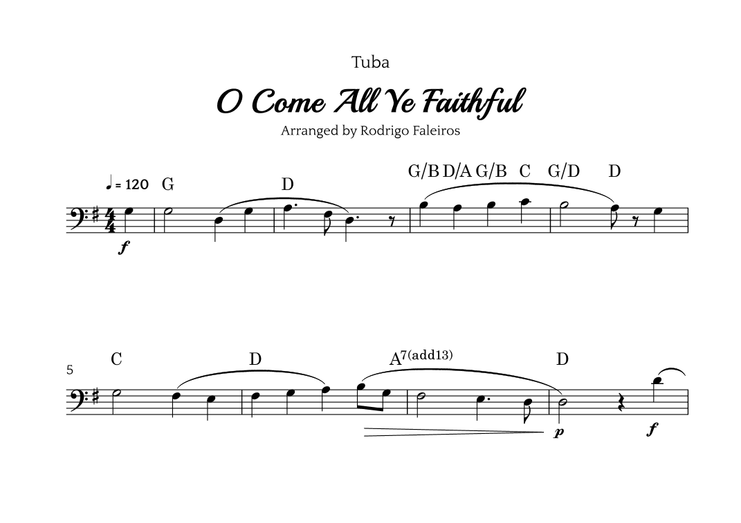 O Come All Ye Faithful (for tuba solo) (arr. Rodrigo Faleiros)